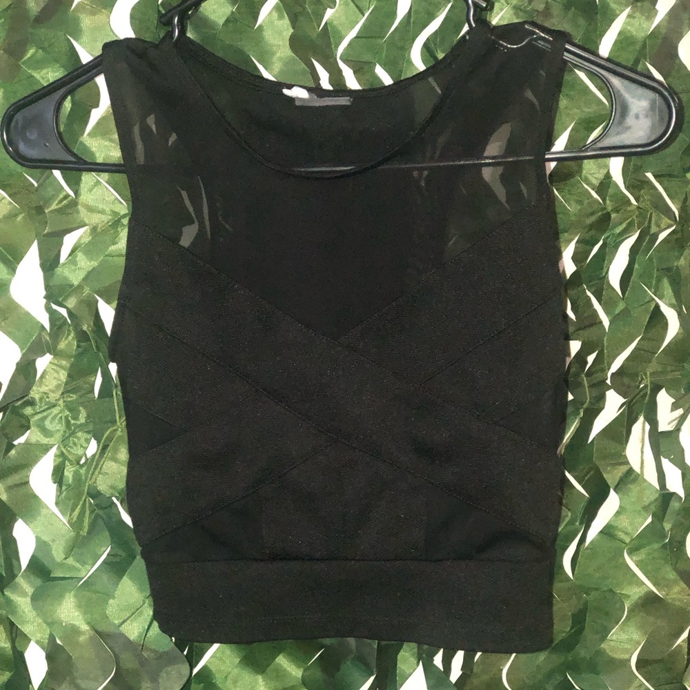 Black Mesh Sports Bra